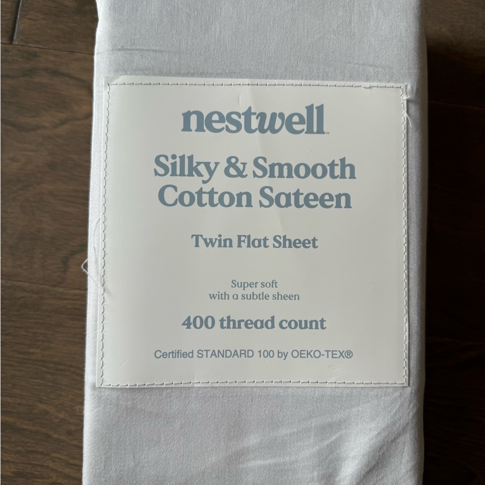 Nestwell Silky & Smooth Cotton Sateen Twin Flat Sheet